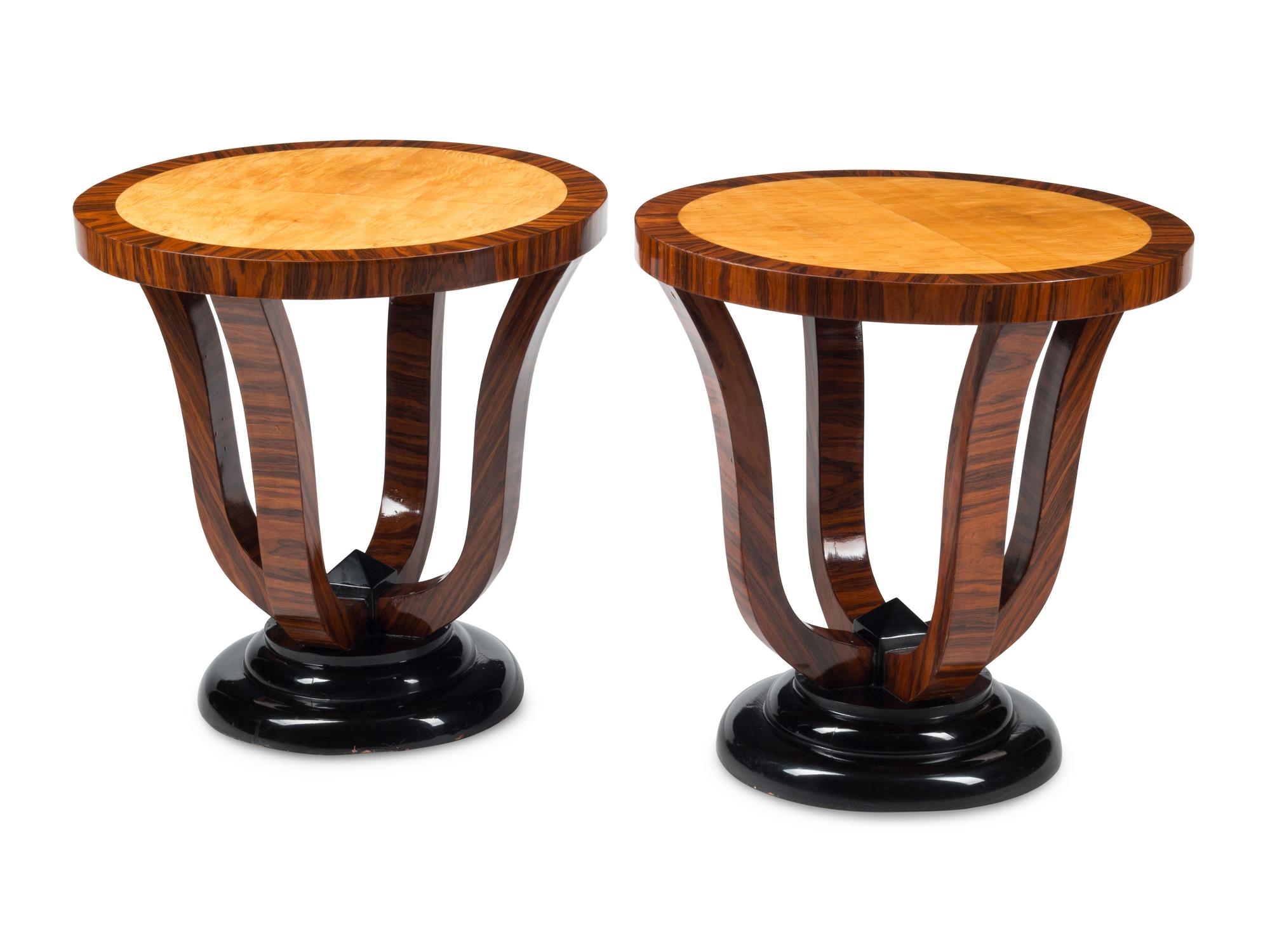 A Pair of Art Deco Style Part-Ebonized Side Tables