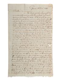[WAR OF 1812]. MORTON, G. H. Autograph letter signed ("G. H. Morton"), to Peter P. Dox. Geneva, NY, 8 December 1812.