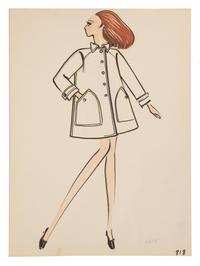 Four Issey Miyake for Geoffrey Beene Fashion Illustrations, Late 1960s