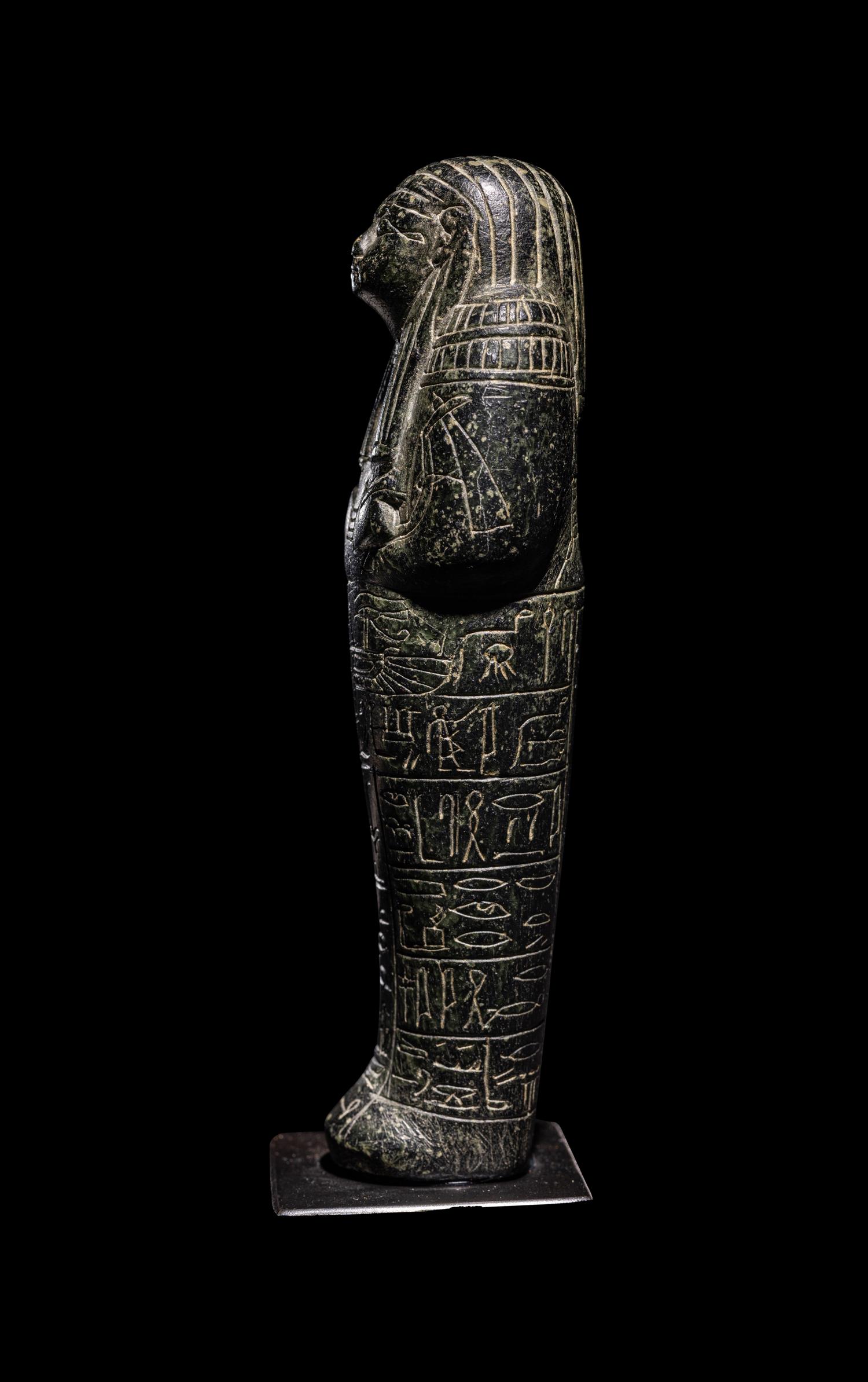 An Egyptian Serpentine Ushabti for May