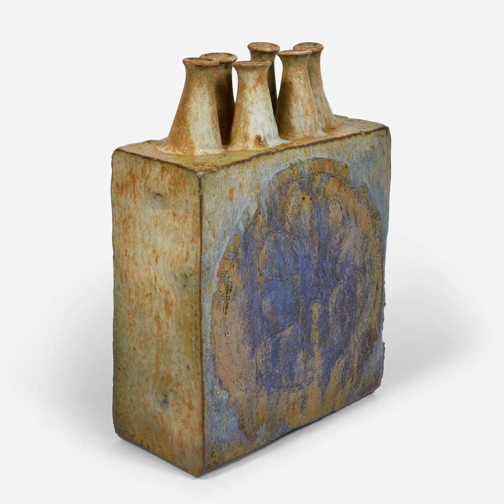 John Fassbinder (American, 1931-2014) Stoneware Slab Bottle Vase, USA, circa 1958