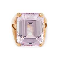 YELLOW GOLD AND PINK GLASS RING