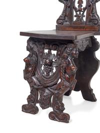 An English Renaissance Revival Carved Mahogany Hall Chair