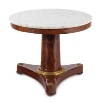 An Empire Gilt Bronze-Mounted Marble-Top Mahogany Center Table