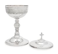 An American Silver, Parcel-Gilt and Diamond-Inset Covered Chalice