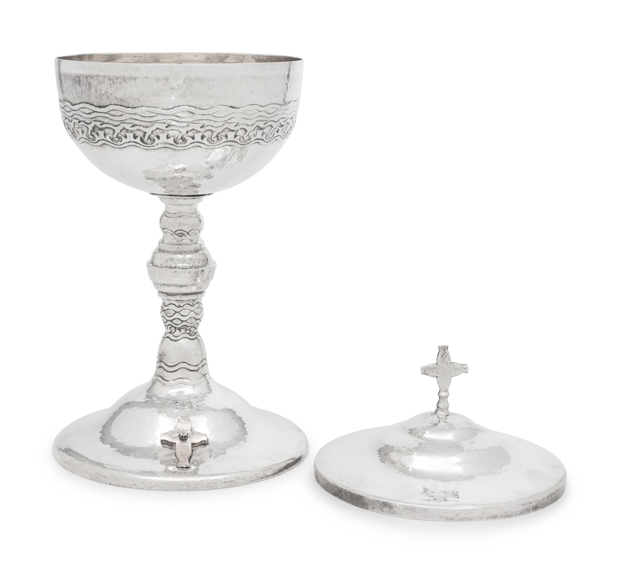 An American Silver, Parcel-Gilt and Diamond-Inset Covered Chalice