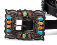 Sterling Silver Colorful Cluster Concha Belt