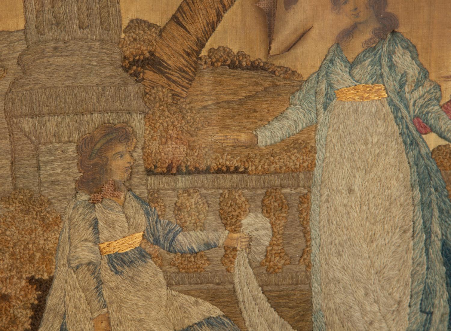 Four Needlework and Silk Pictures