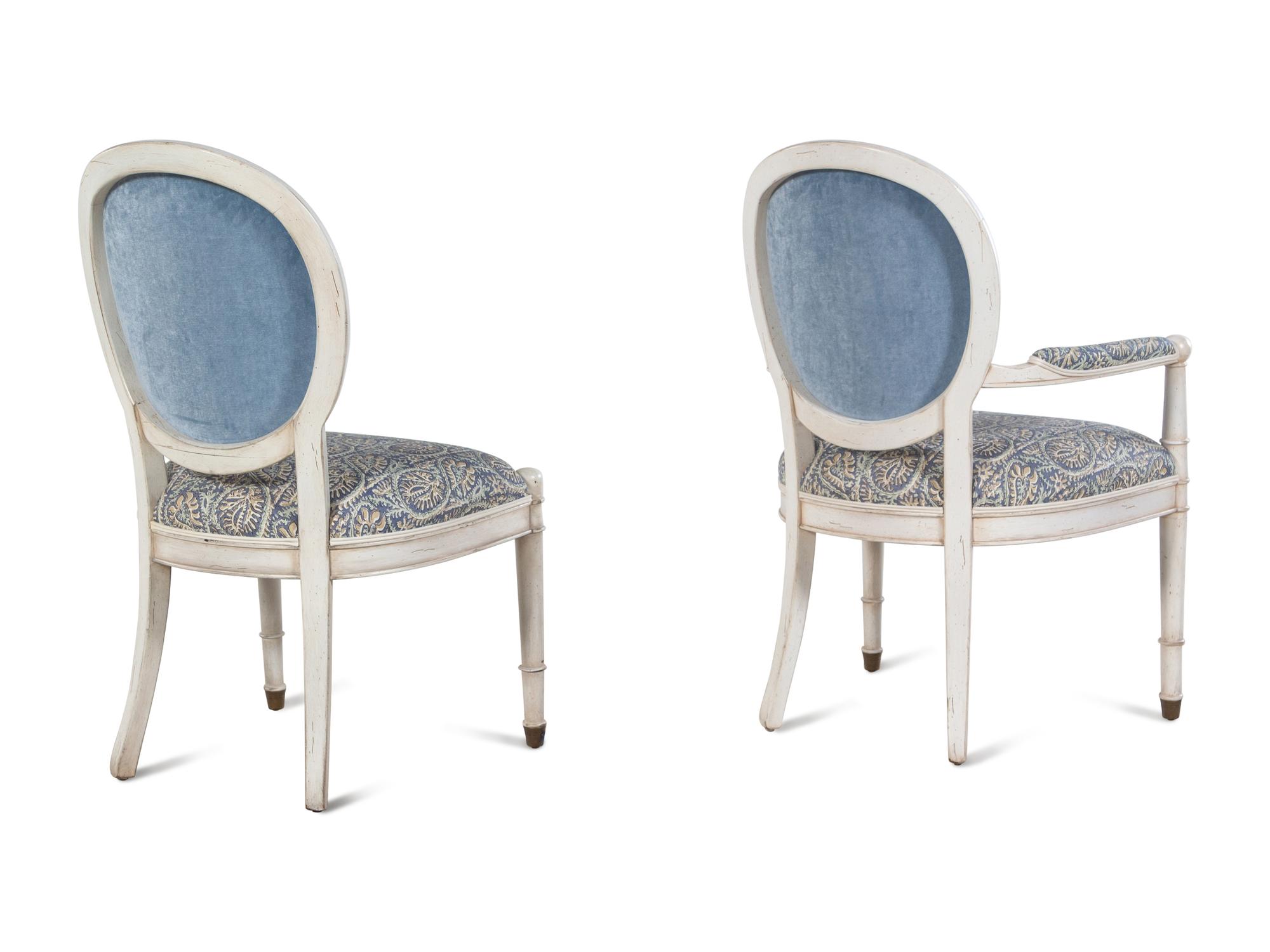 A Set of Eight Contemporary White Painted Dining Chairs