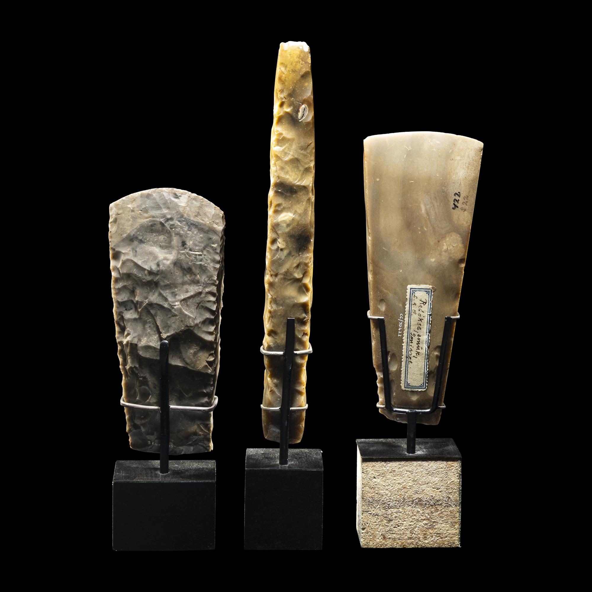 Three Neolithic Flint Thin and Square-Butted Axes