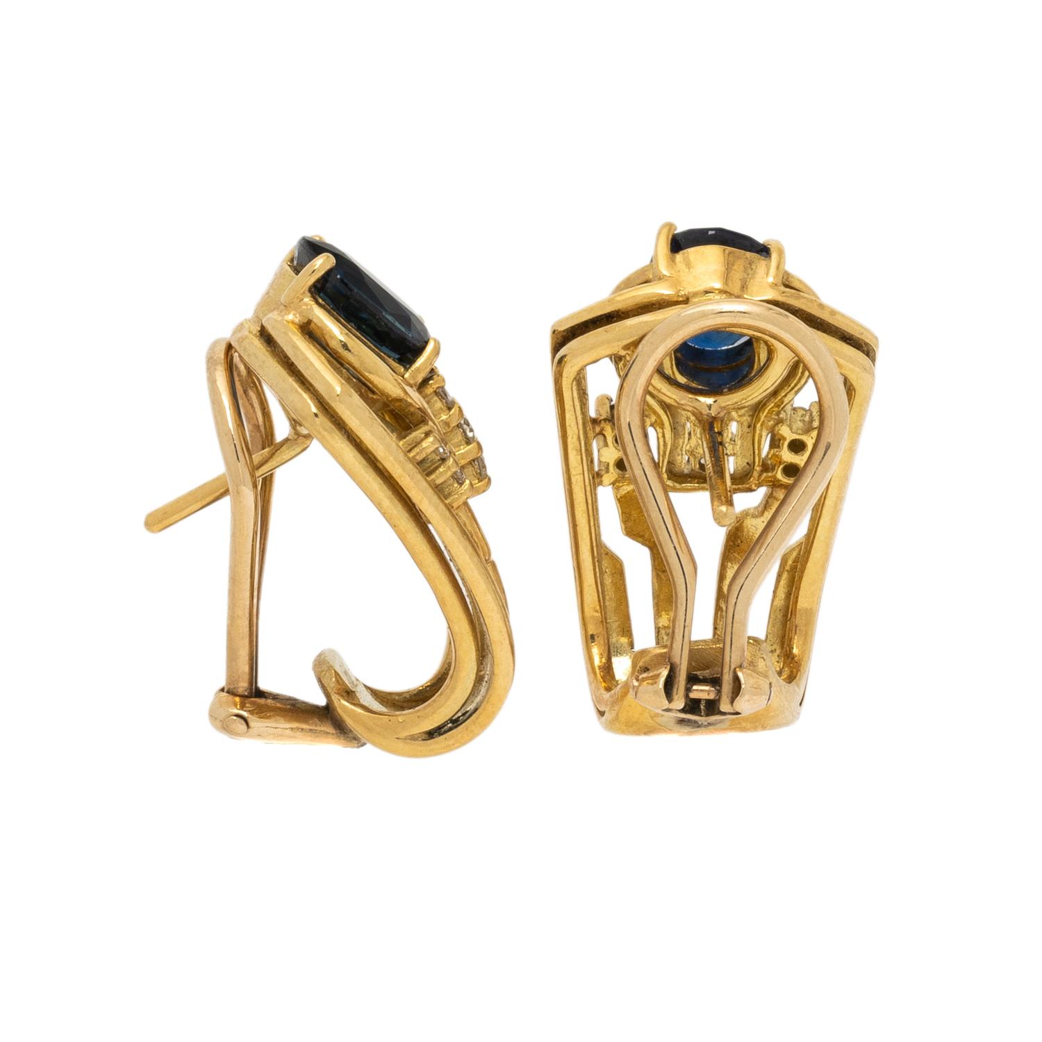 SAPPHIRE, DIAMOND, AND YELLOW GOLD EARRINGS