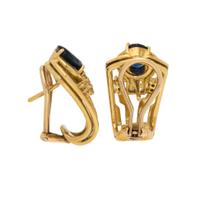 SAPPHIRE, DIAMOND, AND YELLOW GOLD EARRINGS