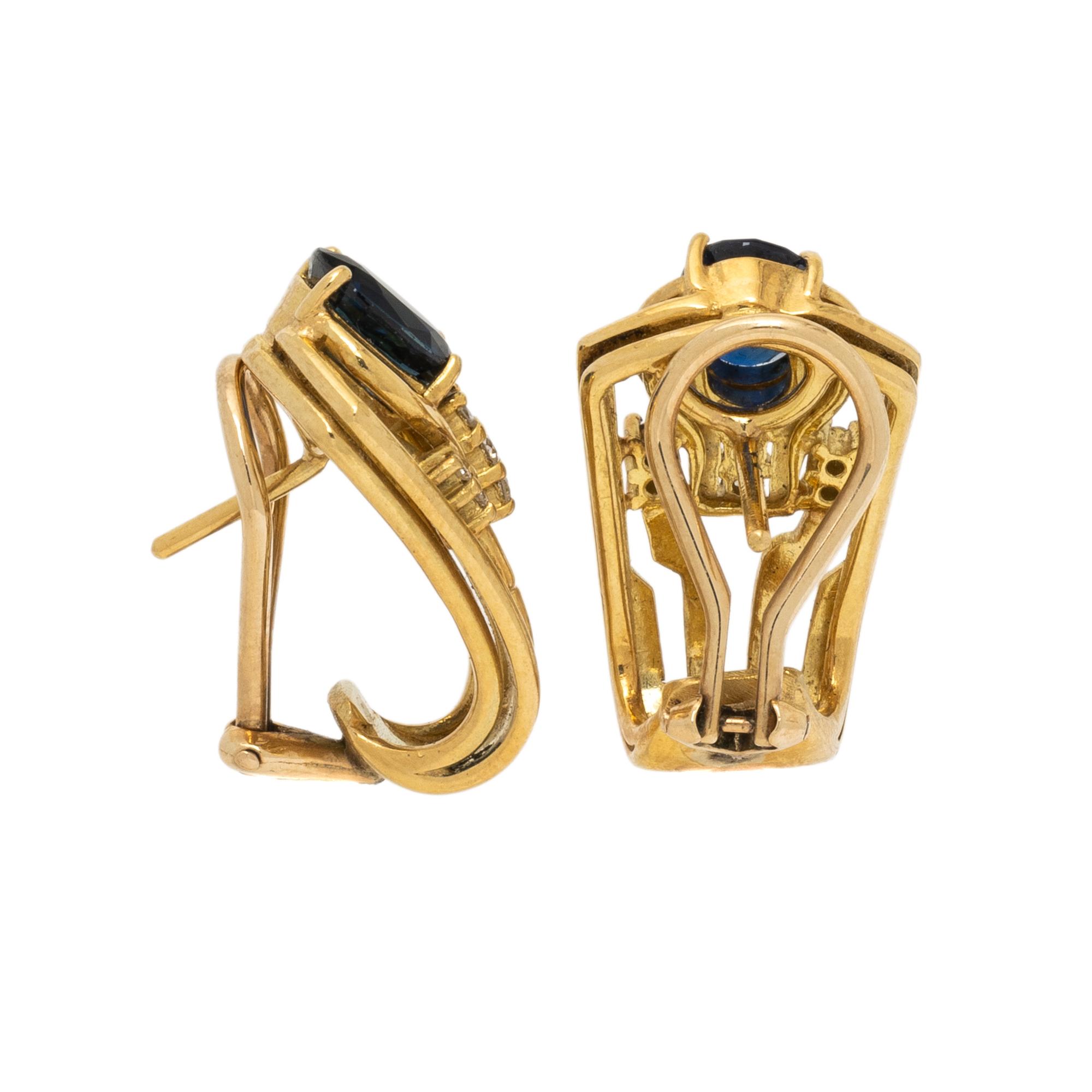 SAPPHIRE, DIAMOND, AND YELLOW GOLD EARRINGS