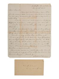[CIVIL WAR]. Letter from 141st PA colonel who was "shot at...13 times" during Mine Run Campaign.