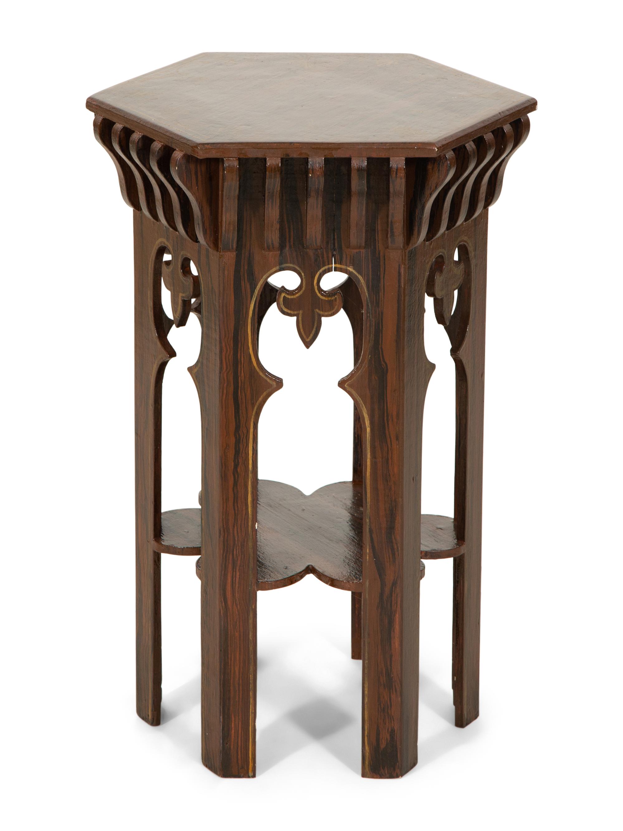 A Grain-Painted and Parcel Gilt Moorish Style Pedestal Table