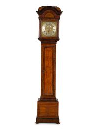 A Queen Anne Ash, Yew and Walnut Longcase Clock