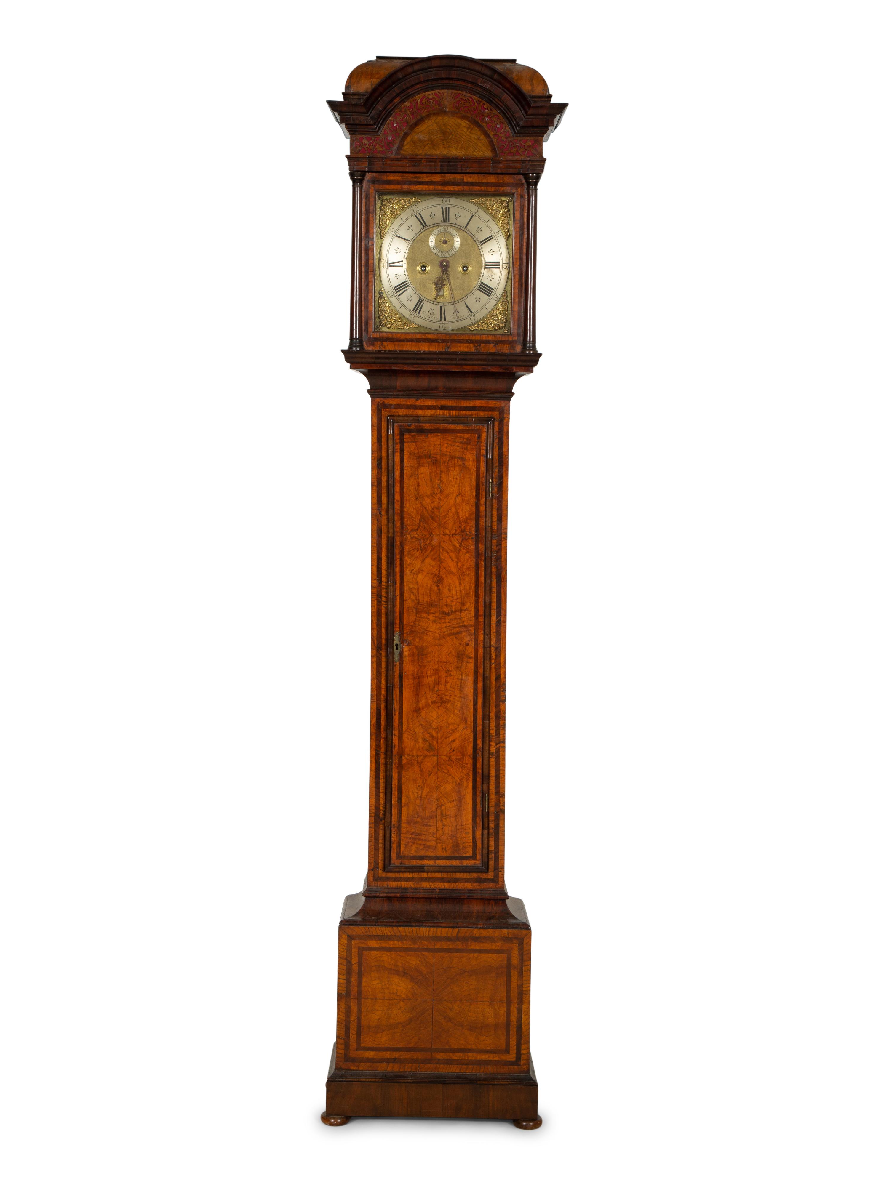 A Queen Anne Ash, Yew and Walnut Longcase Clock