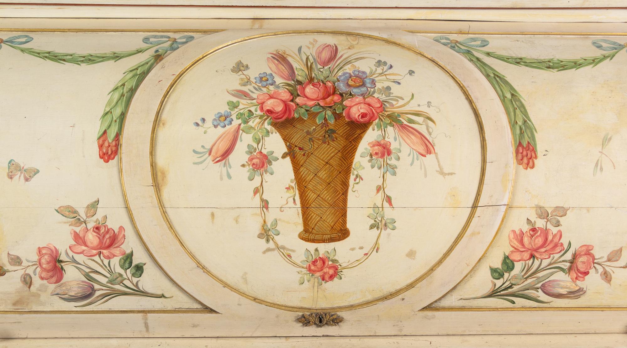 A Continental Polychrome-Painted Cylinder Bureau