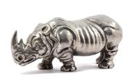 A Silvered Metal Figure of a Rhinoceros Length 10 3/4 inches. — 20TH CENUTRY