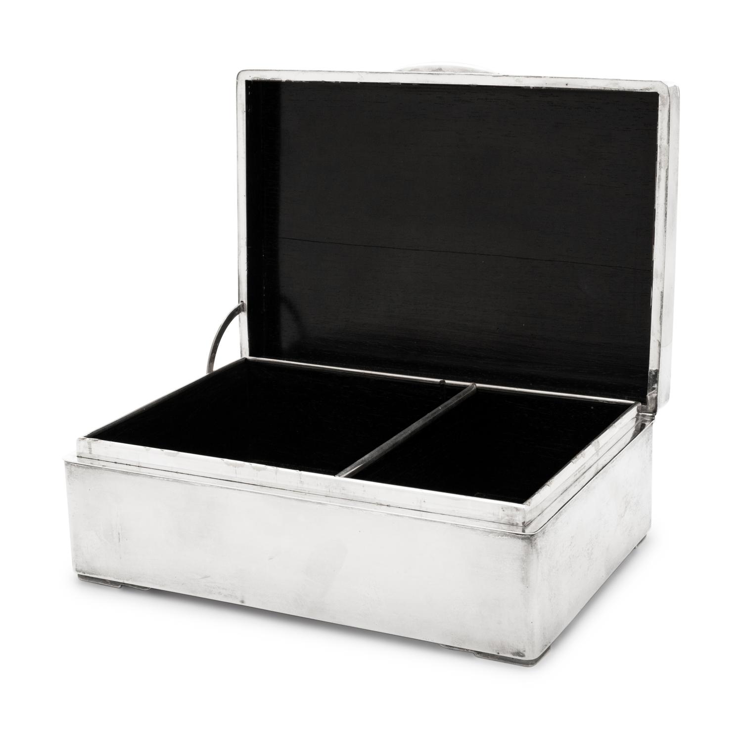 A Silver Mounted Hardwood Hinged Box