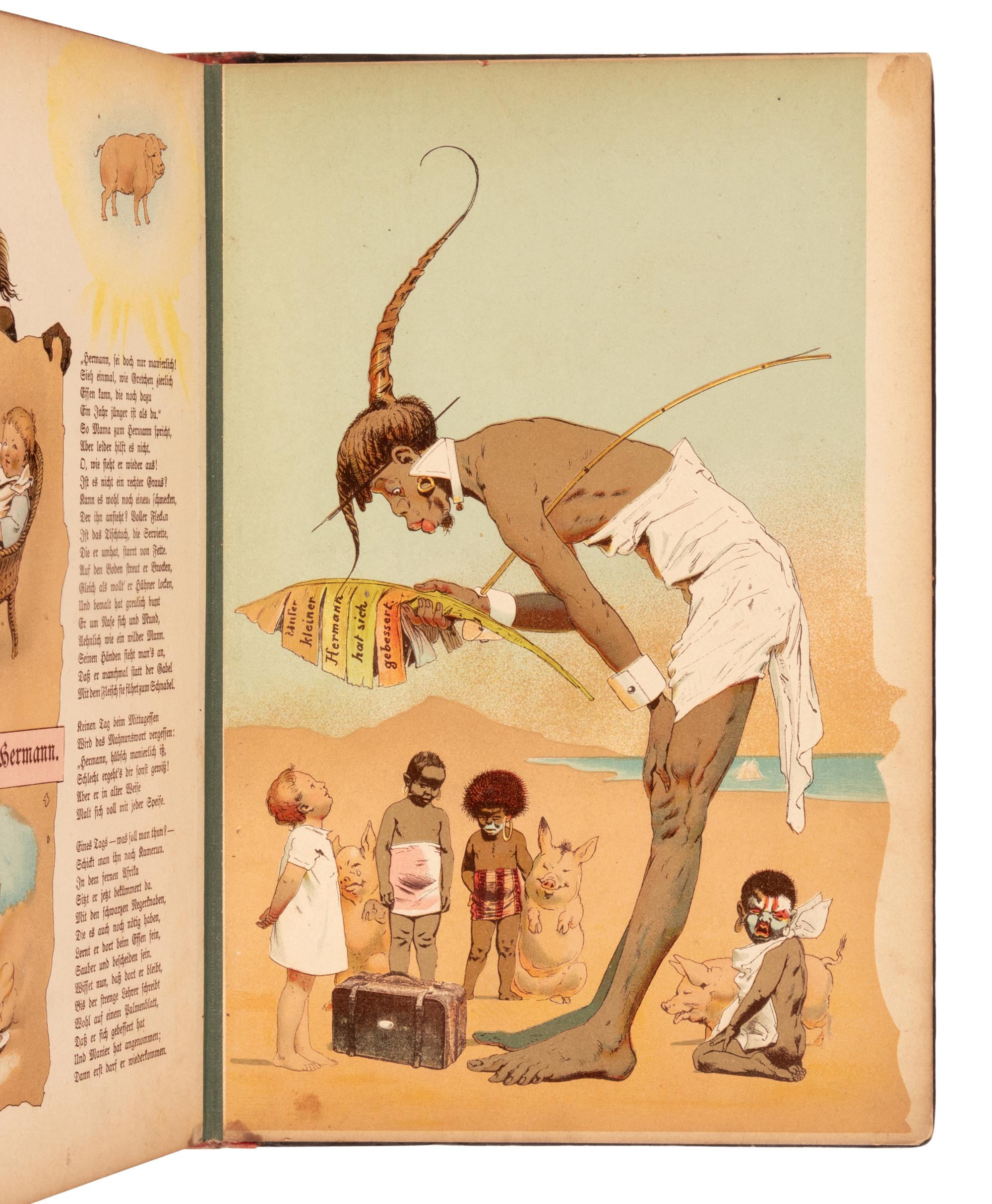 [CHILDREN'S BOOKS - STRUWWELPETER]. [HOFFMANN, Heinrich (1809-1894)]. -- TROJAN, Johannes (1837-1915). S truwwelpeter der Jüngere . Stuttgart: Gustav Weise, n.d. [ca 1893-1894].