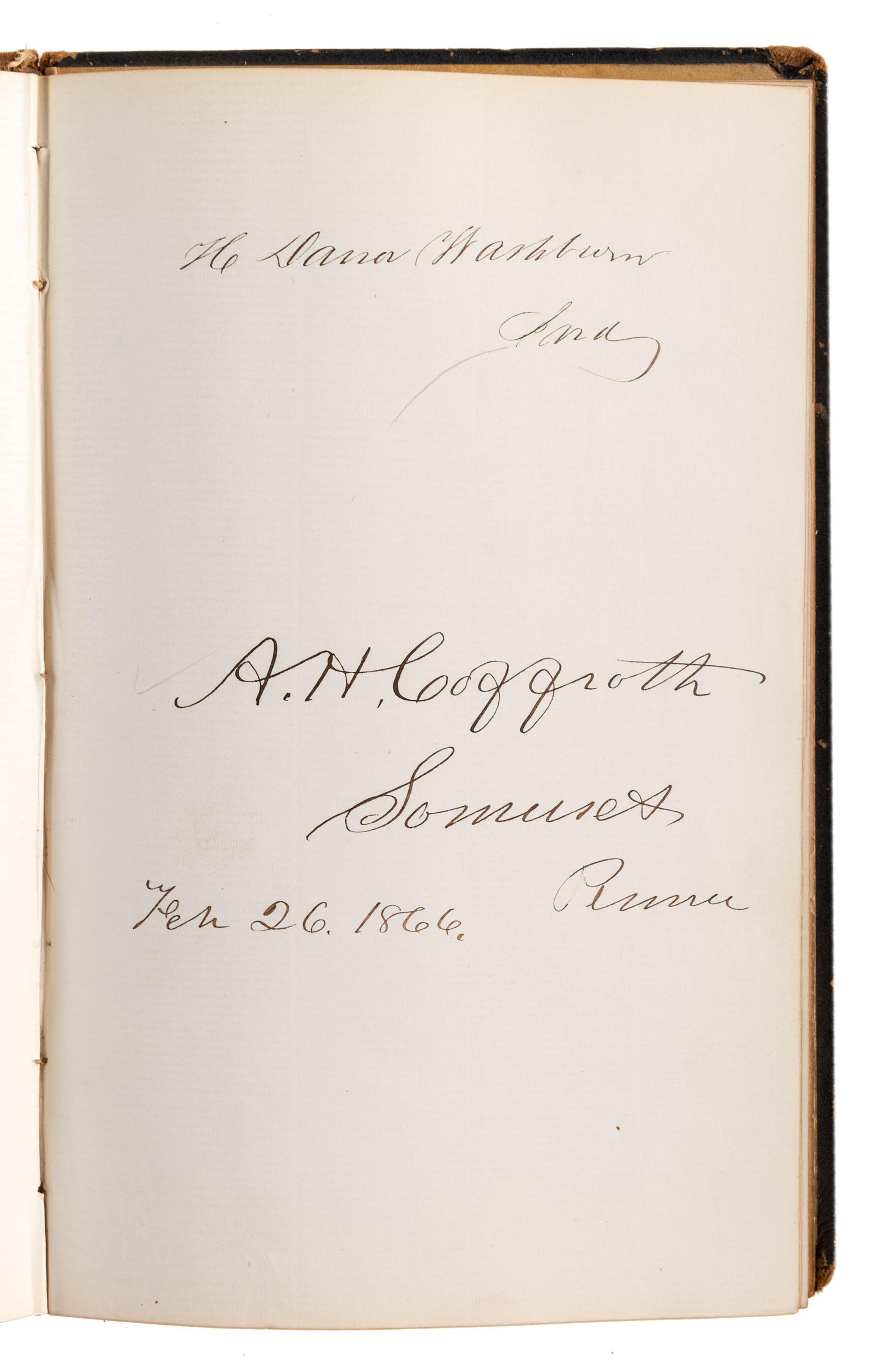 [CIVIL WAR] -- [RECONSTRUCTION]. Autograph album containing signatures of politicians in the 39th Congress and military officers collected by Mrs. Josephine Lee Darling, wife of New York Congressman William A. Darling.