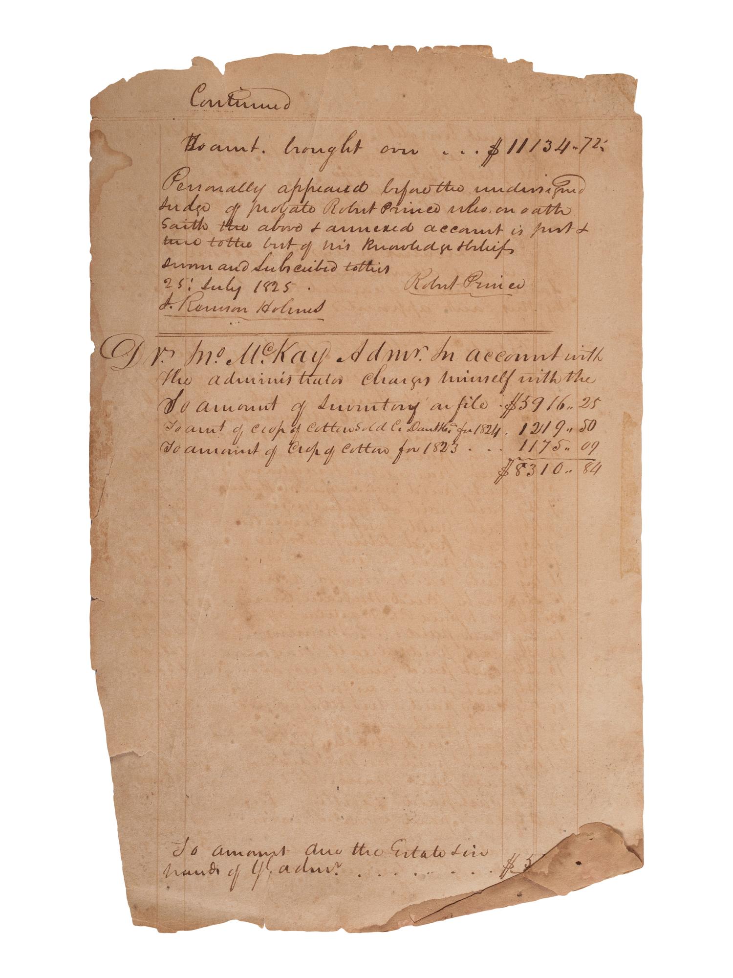 [ENSLAVEMENT & ABOLITION]. Legal document detailing the division of named enslaved individuals according to the last will and testament of their enslaver James Jordan Scott. Southampton Co., [VA], 25 Feb. 1786.