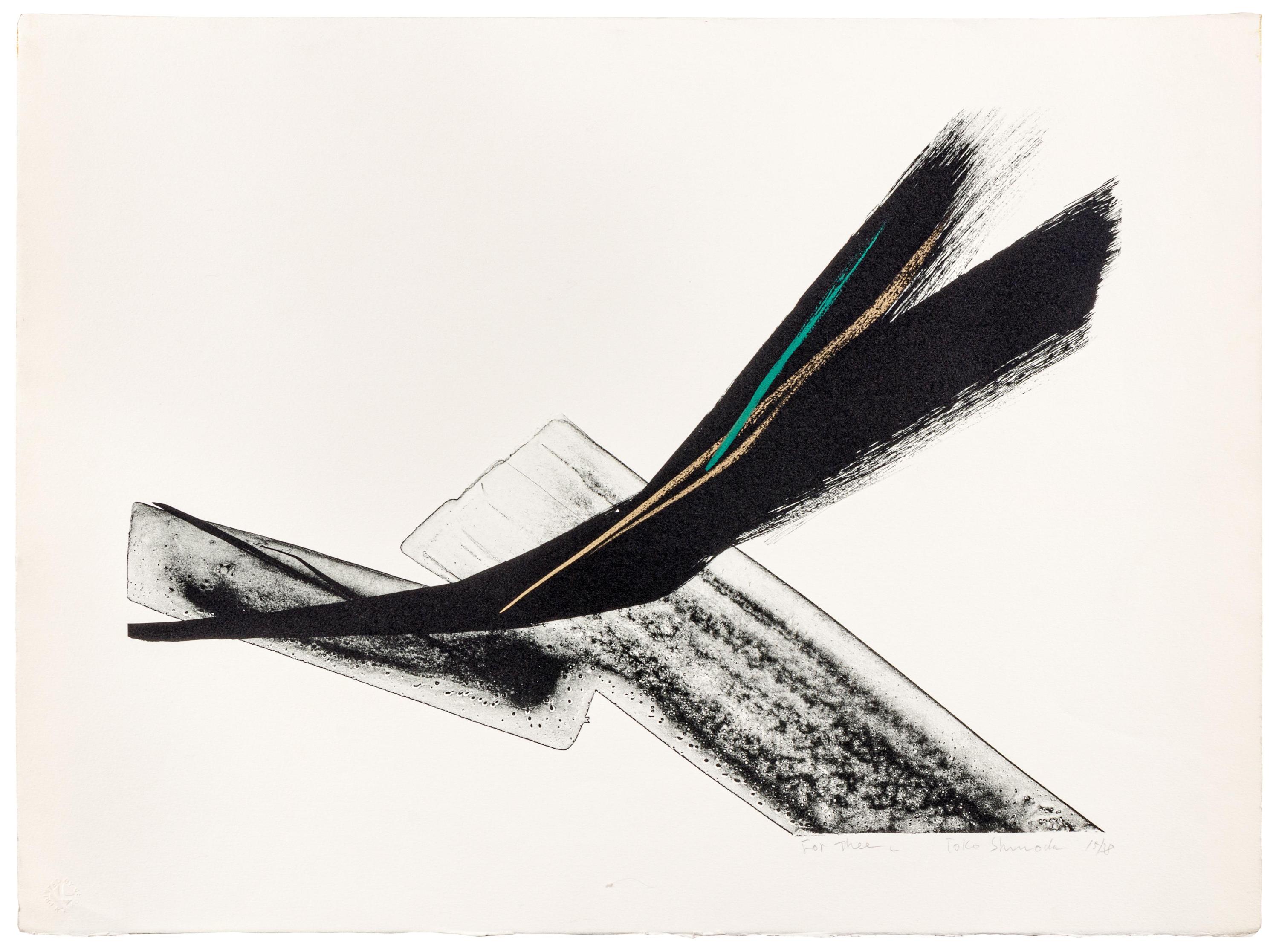 A group of three prints ( Encounter A, For Thee L, and Release A )