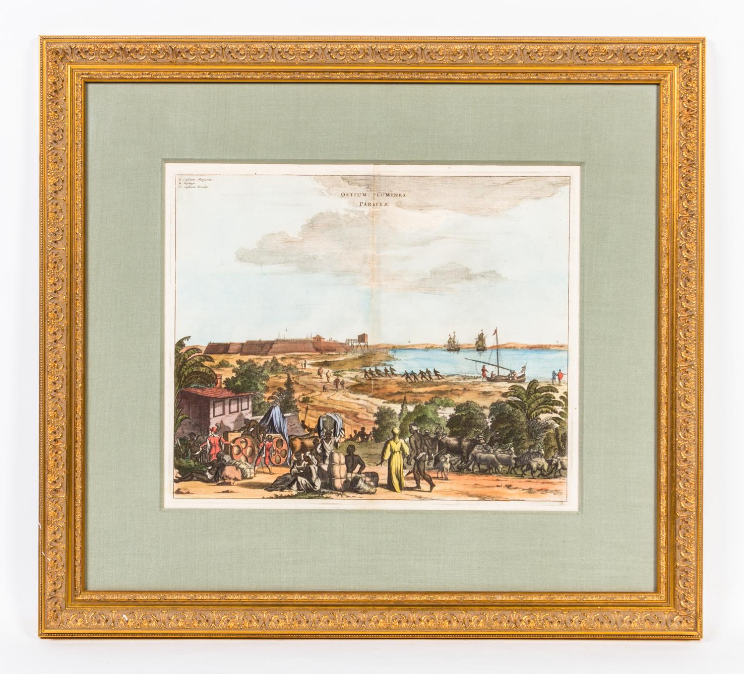 A Pair of Handcolored Engravings Height of each 21 x depth 23 inches.
