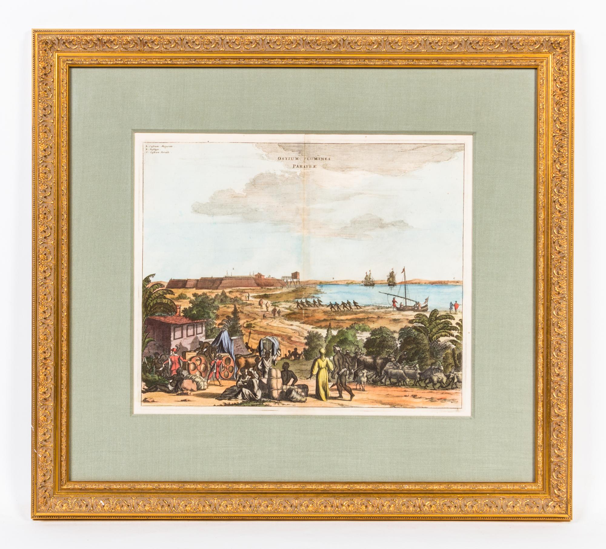 A Pair of Handcolored Engravings Height of each 21 x depth 23 inches.