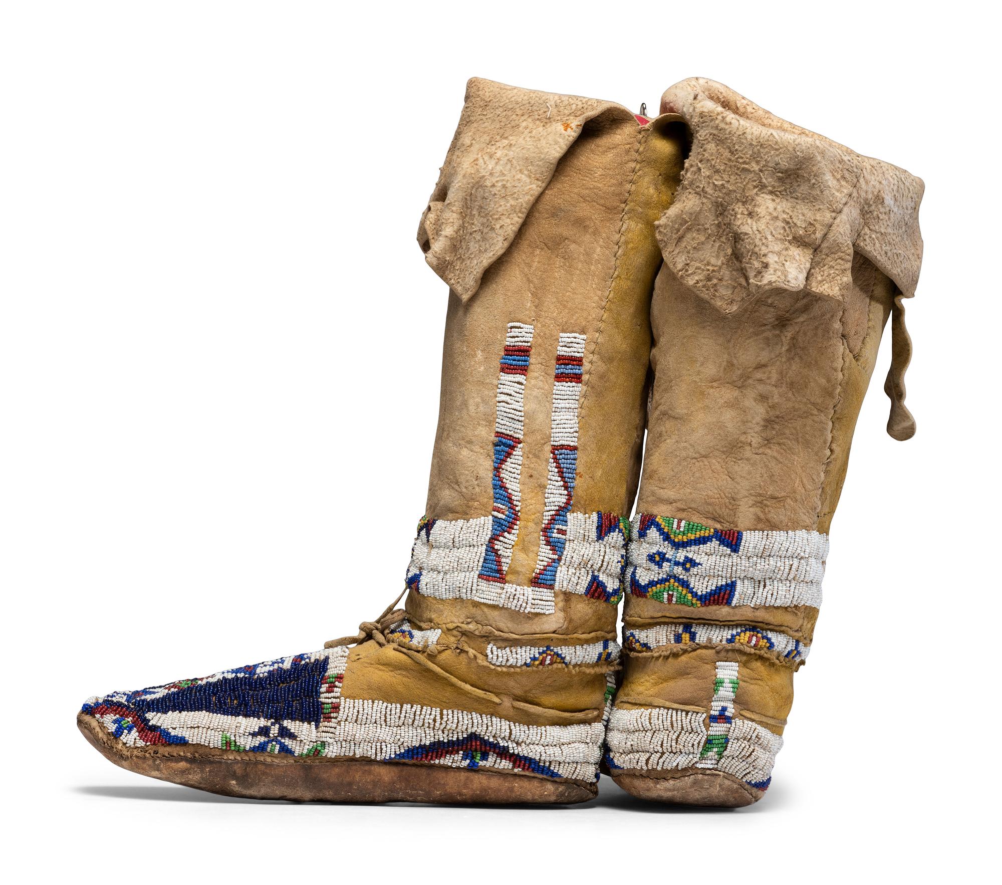 Central Plains Beaded Hide Moccasins and Leggings