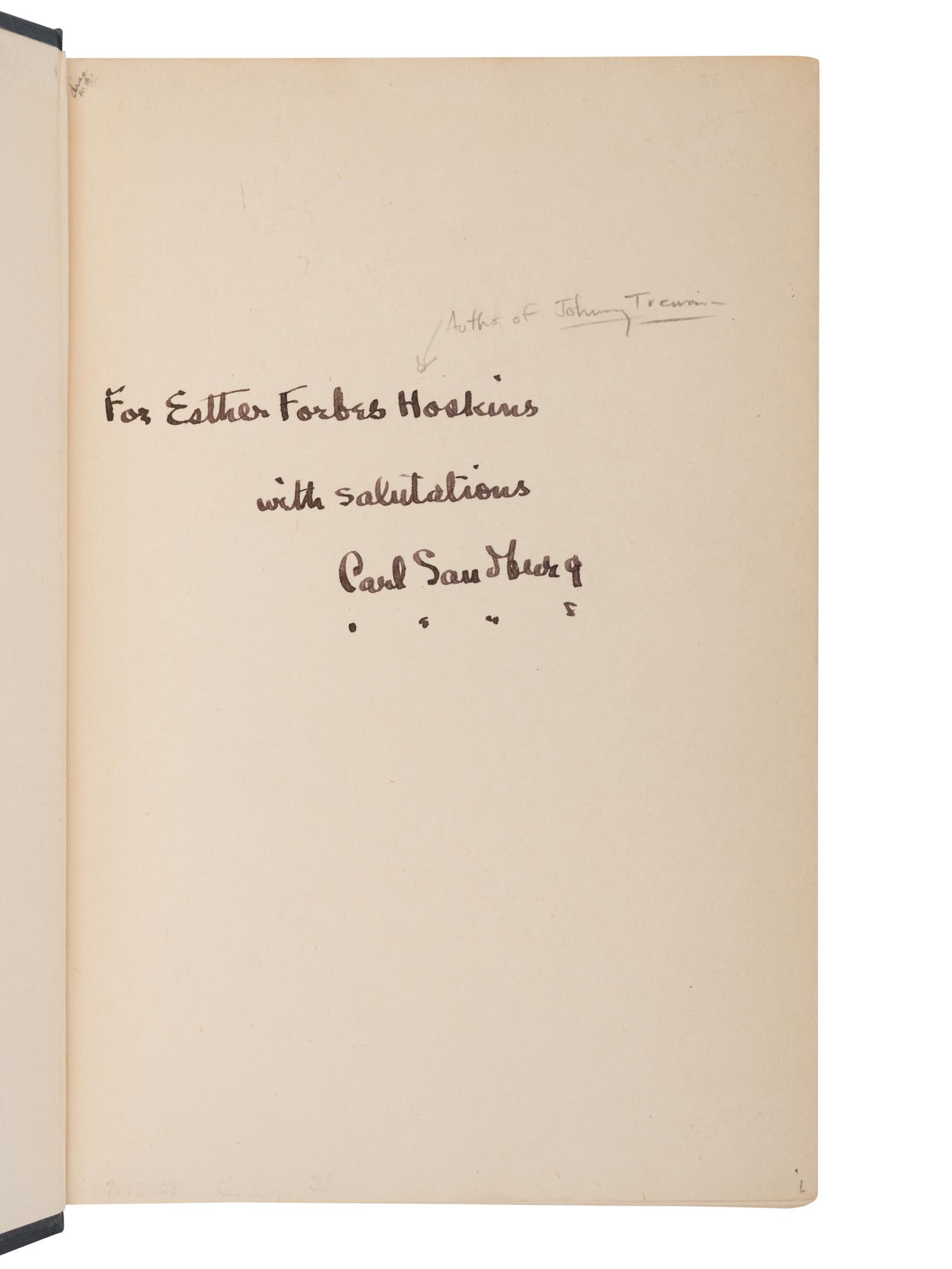 SANDBURG, Carl (1878-1967). Remembrance Rock . New York: Harcourt, Brace and Company, 1948.