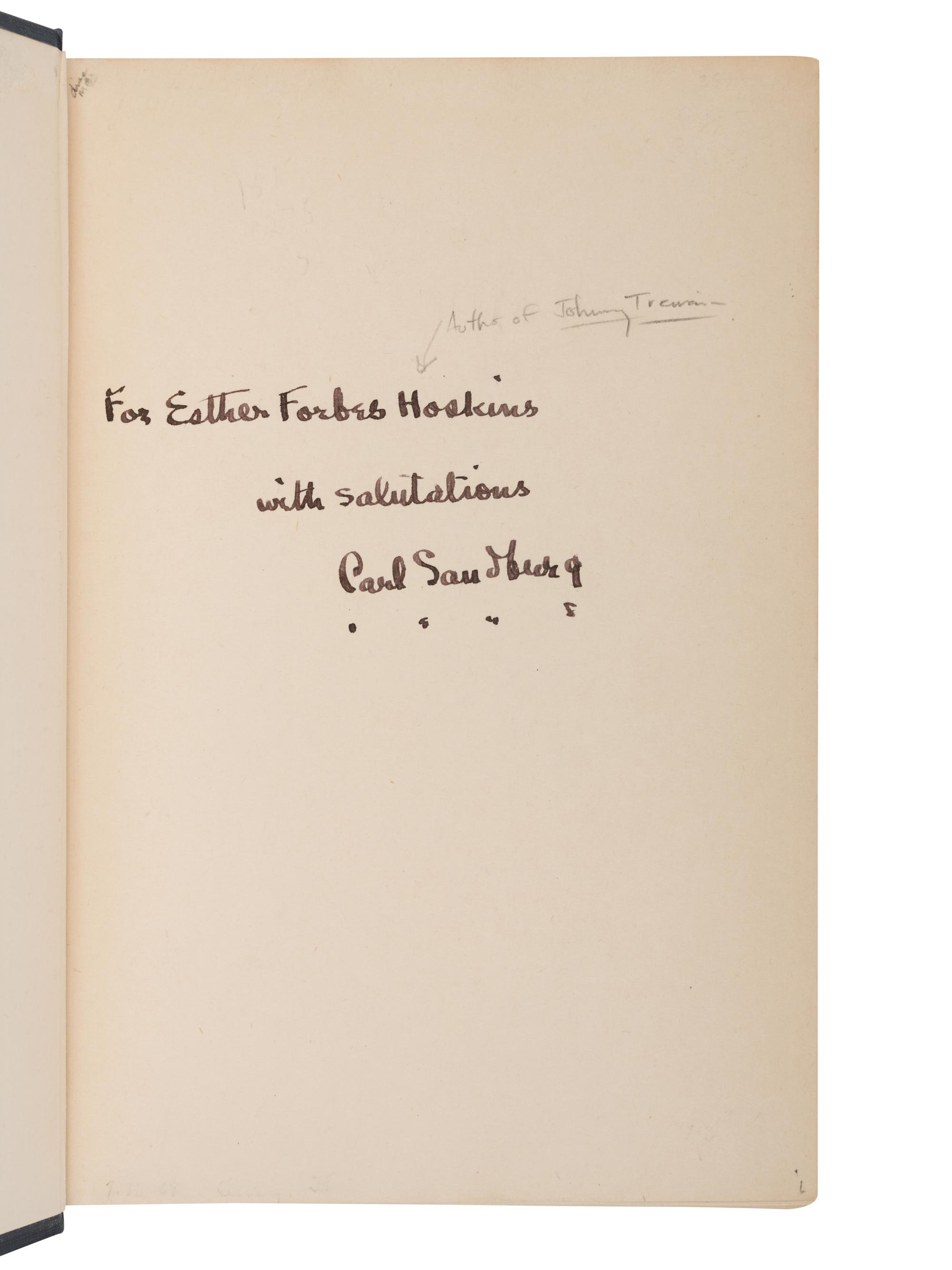 SANDBURG, Carl (1878-1967). Remembrance Rock . New York: Harcourt, Brace and Company, 1948.