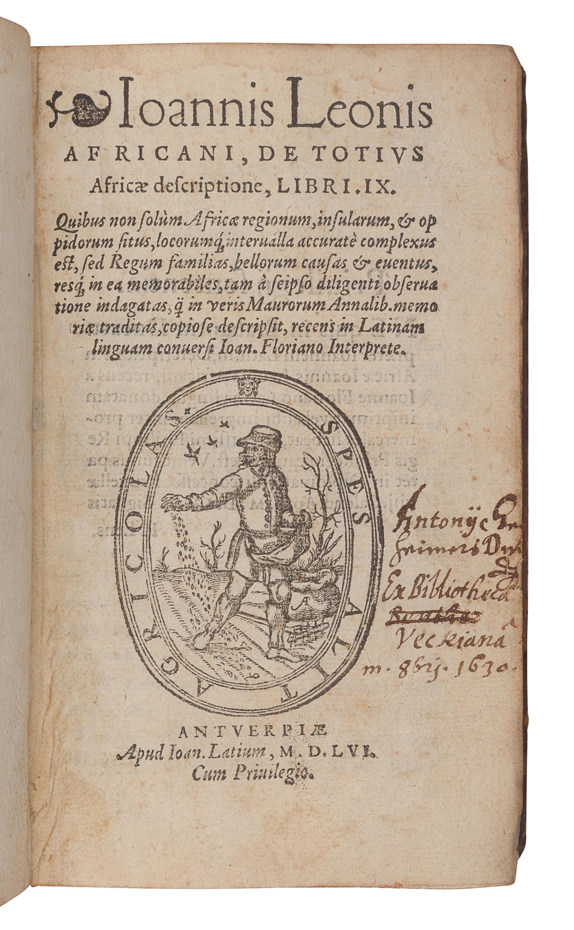 LEO AFRICANUS, Johannes (ca 1494-ca 1554?). De totius Africae descriptione. Antwerp: Johannes de Laet, 1556.