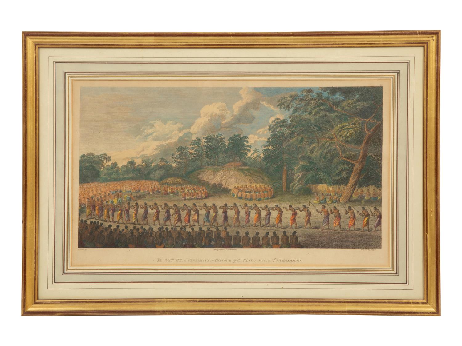 A Fiatooka, or Moral in Tongataboo; The Natchez, a Ceremony in Honor of the King's Son, in Toongataboo; and A View of Aanamooka (three works)