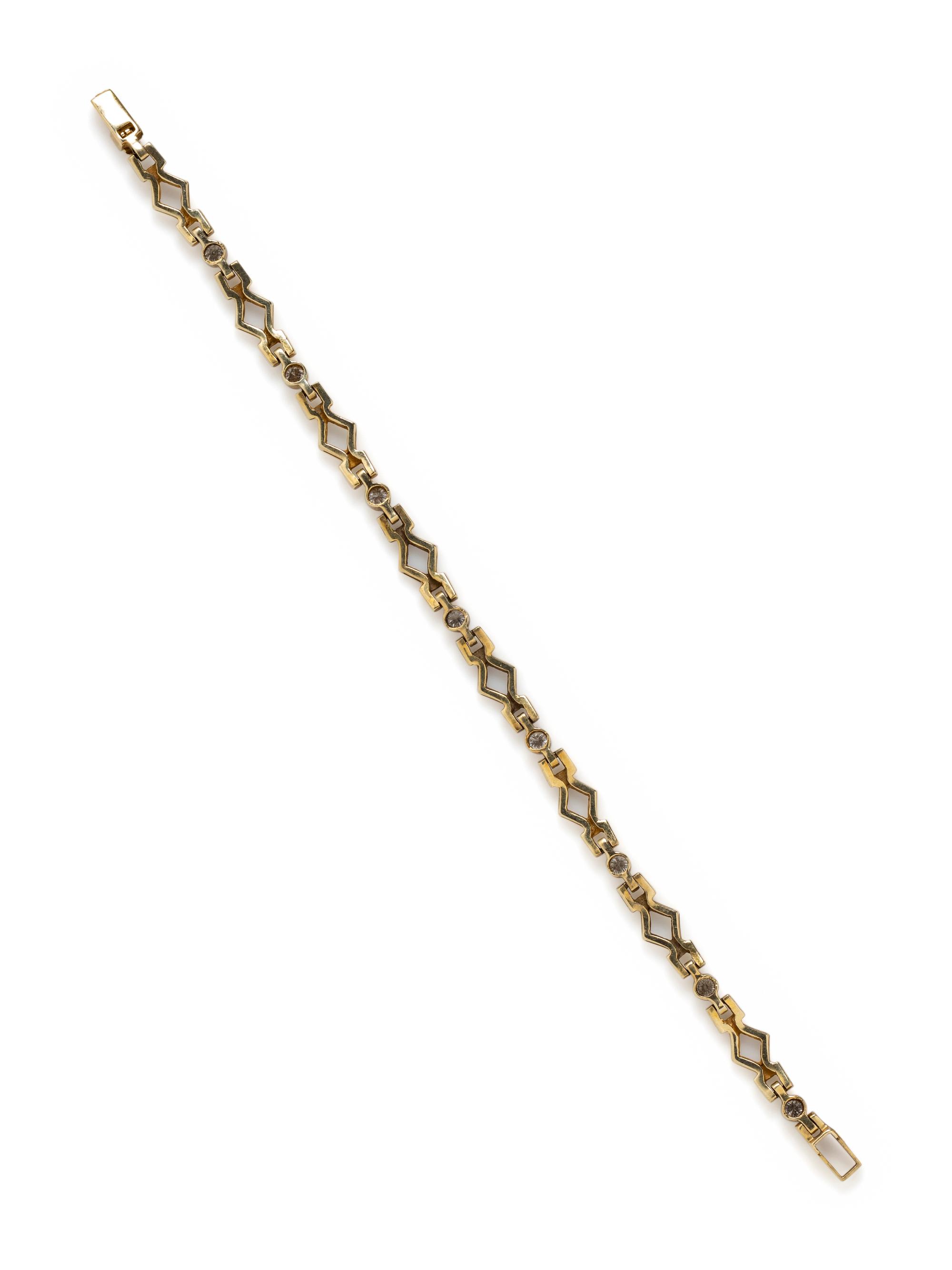 ENGLISH, LOW KARAT GOLD AND DIAMOND BRACELET
