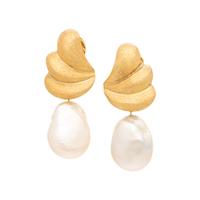 Yvel, Yellow Gold and Baroque Cultured Pearl Earrings
