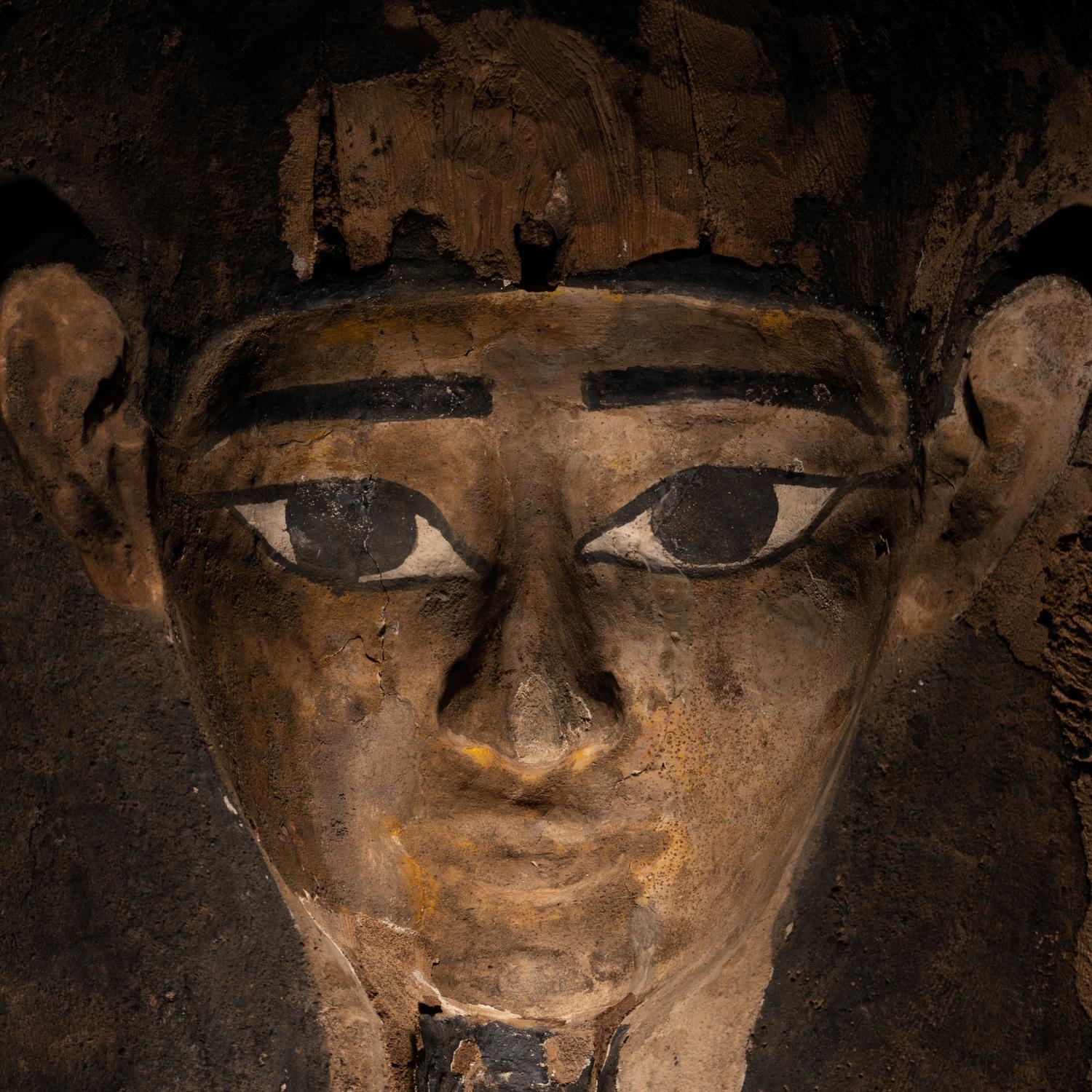 An Egyptian Painted Wood Mummy Mask