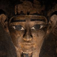 An Egyptian Painted Wood Mummy Mask