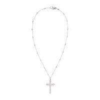 Cartier, Diamond and White Gold Cross Pendant with a Roberto Coin Diamond Station Chain Necklace