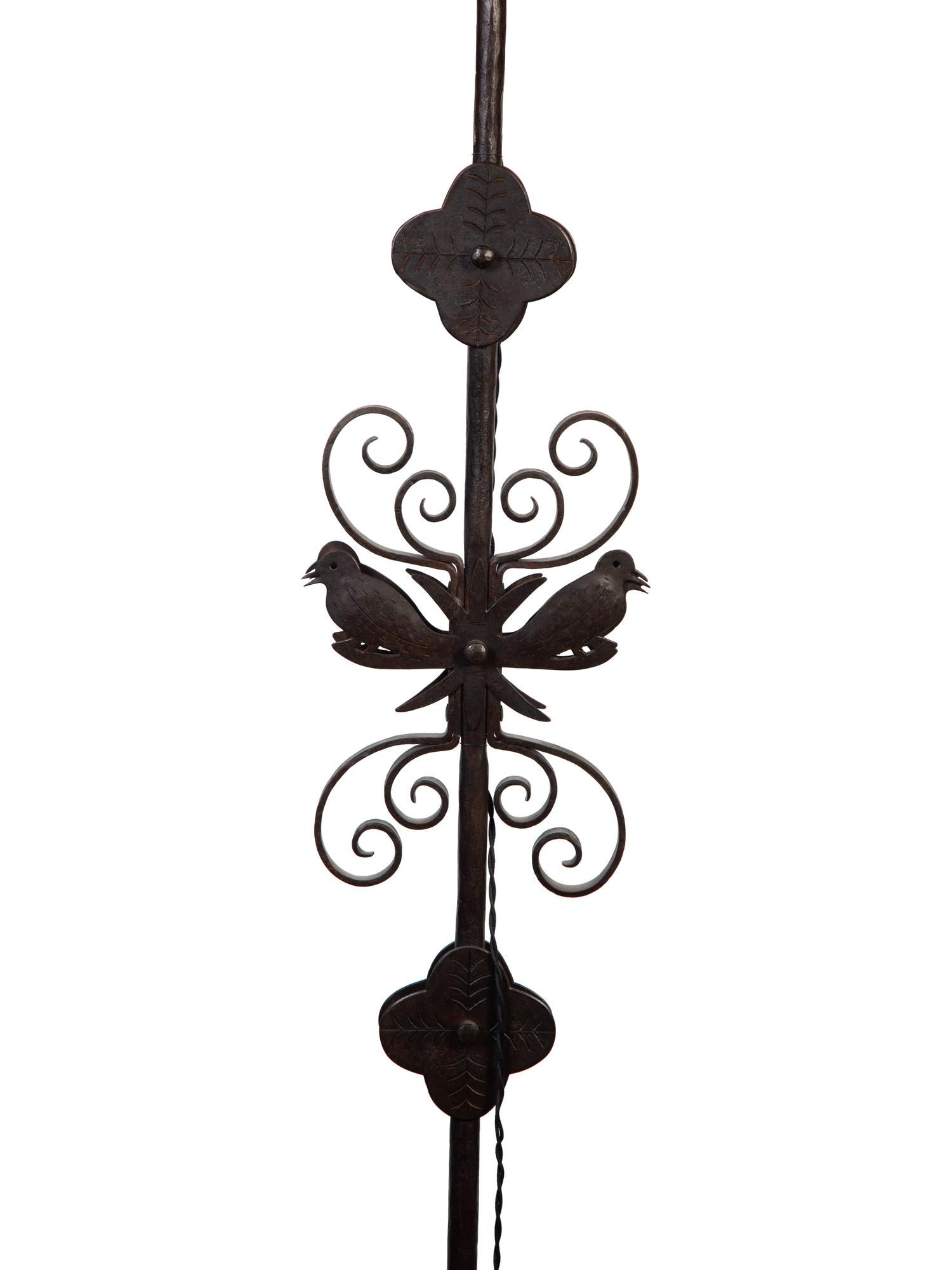 A Pair of Italian Wrought Iron Scrollwork Based Floor Lamps — 19th/20th Century