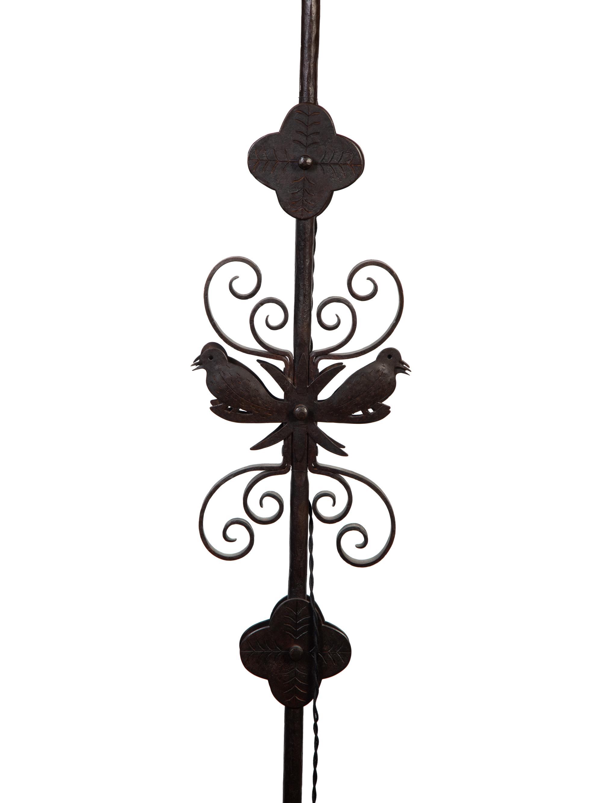A Pair of Italian Wrought Iron Scrollwork Based Floor Lamps — 19th/20th Century