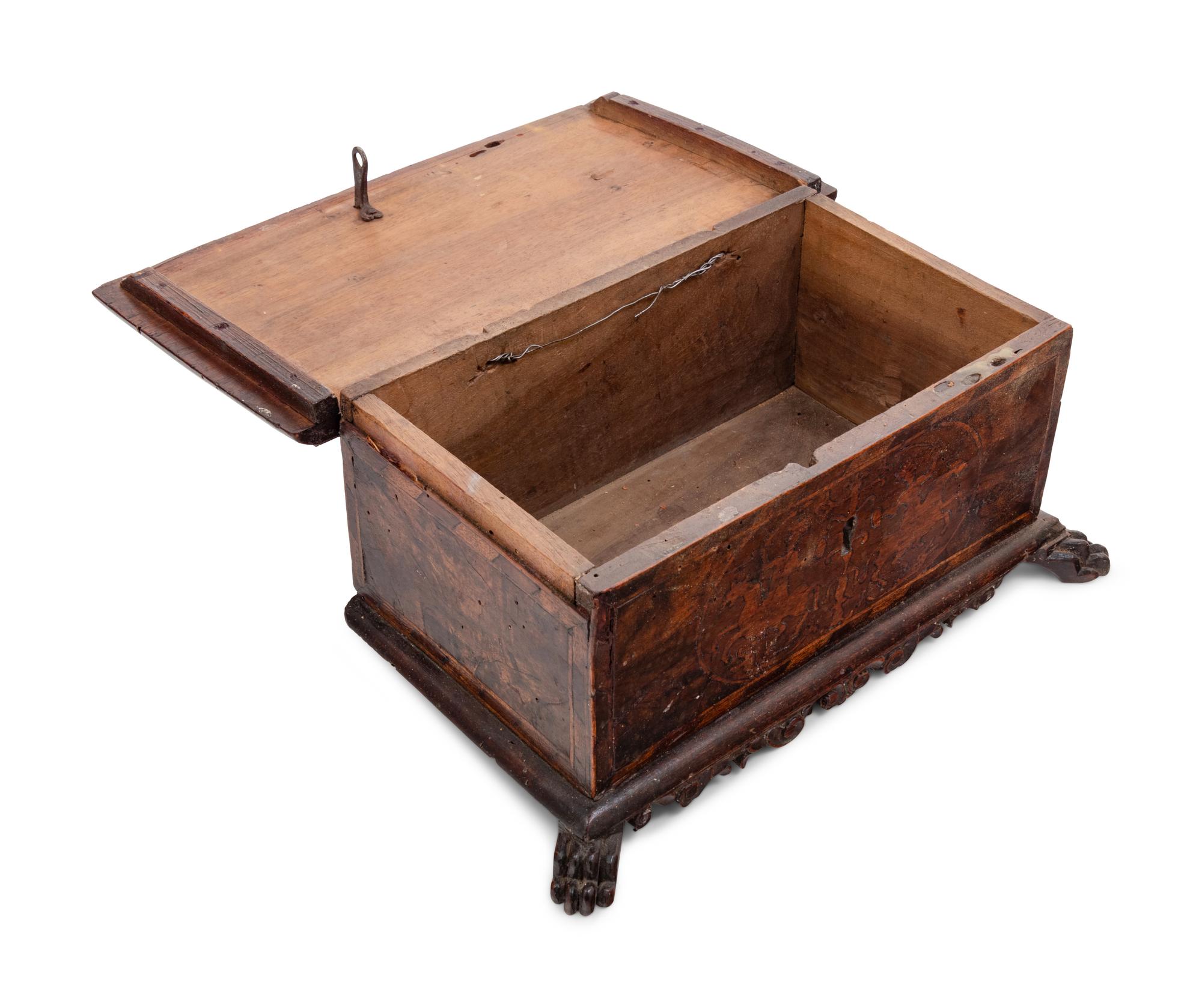 An Italian Walnut and Marquetry Table Casket