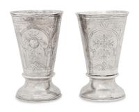 A Pair of Russian Silver Wine Cups