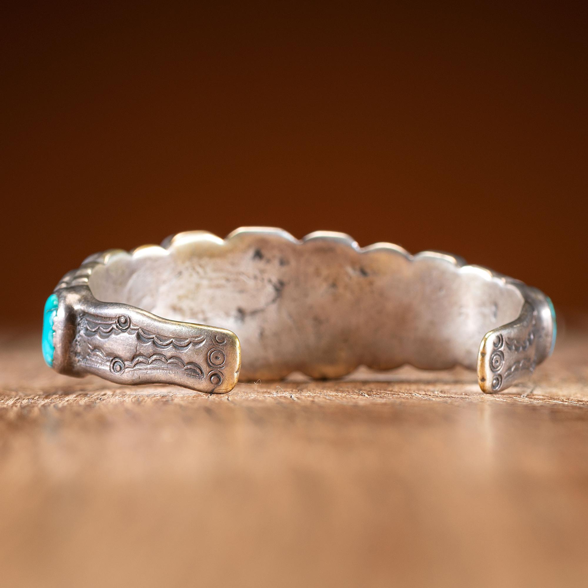Navajo or Zuni Ingot and Turquoise Cuff Bracelet