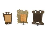 Three Art Nouveau Patinated Bronze Standing Picture Frames