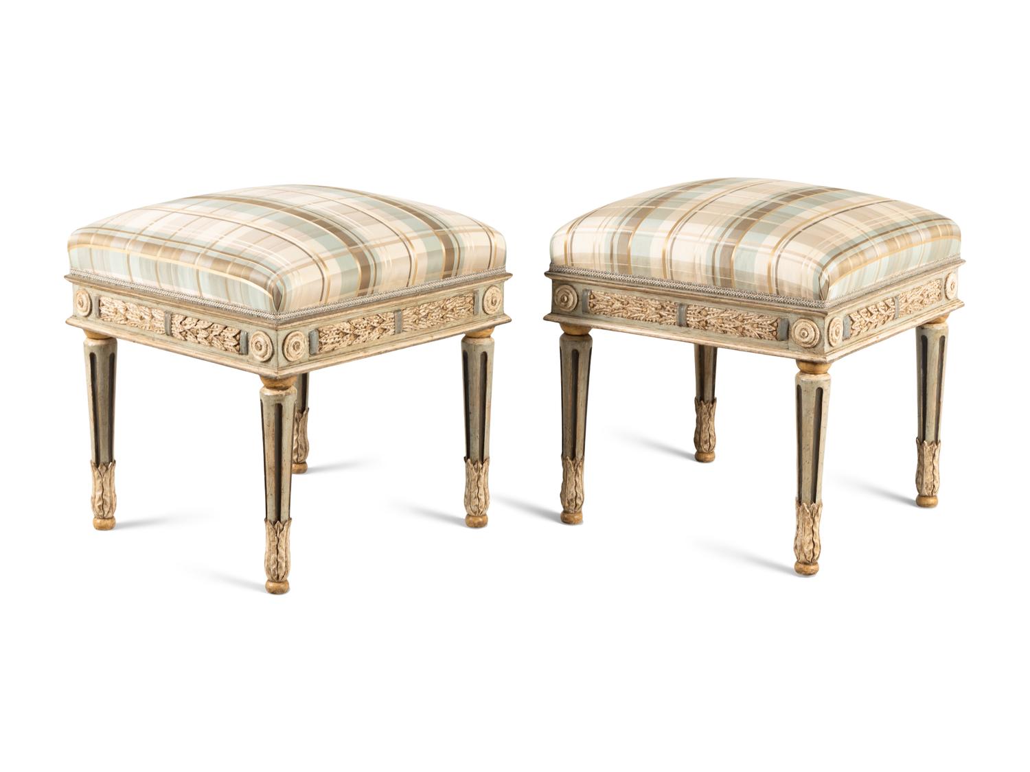 A Pair of Italian Painted Footstools
