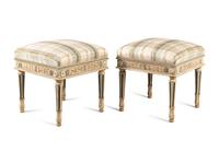 A Pair of Italian Painted Footstools