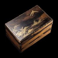 A Japanese Gold and Brown Lacquer Rectangular Box and Cover
