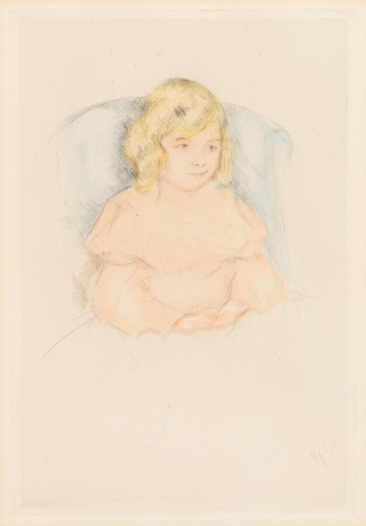 Mary Cassatt, (American, 1844–1926), Looking into the hand-mirror II, c. 1905 and Sara Smiling, c. 1904 (a pair of works)